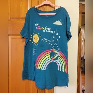 Kids Wonder Nation Teal Turquoise Rainbow Science Biology Graphic Tee 14-16
